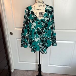Calvin Klein Green Ruffled Blouse